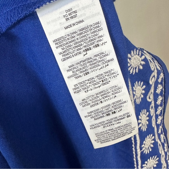 Boden Embroidered Notch Neck Midi Maxi Dress Bright Blue NEW 8 - Picture 6 of 12